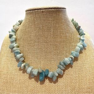 Genuine Blue Calcite Gemstone Necklace - rare stone ! Gorgeous
